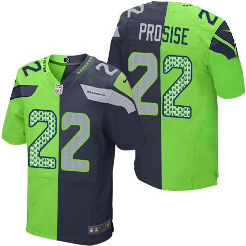 Nike Seahawks #22 C. J. Prosise Steel Blue/Green Men's Stitched NFL Elite Split Jersey